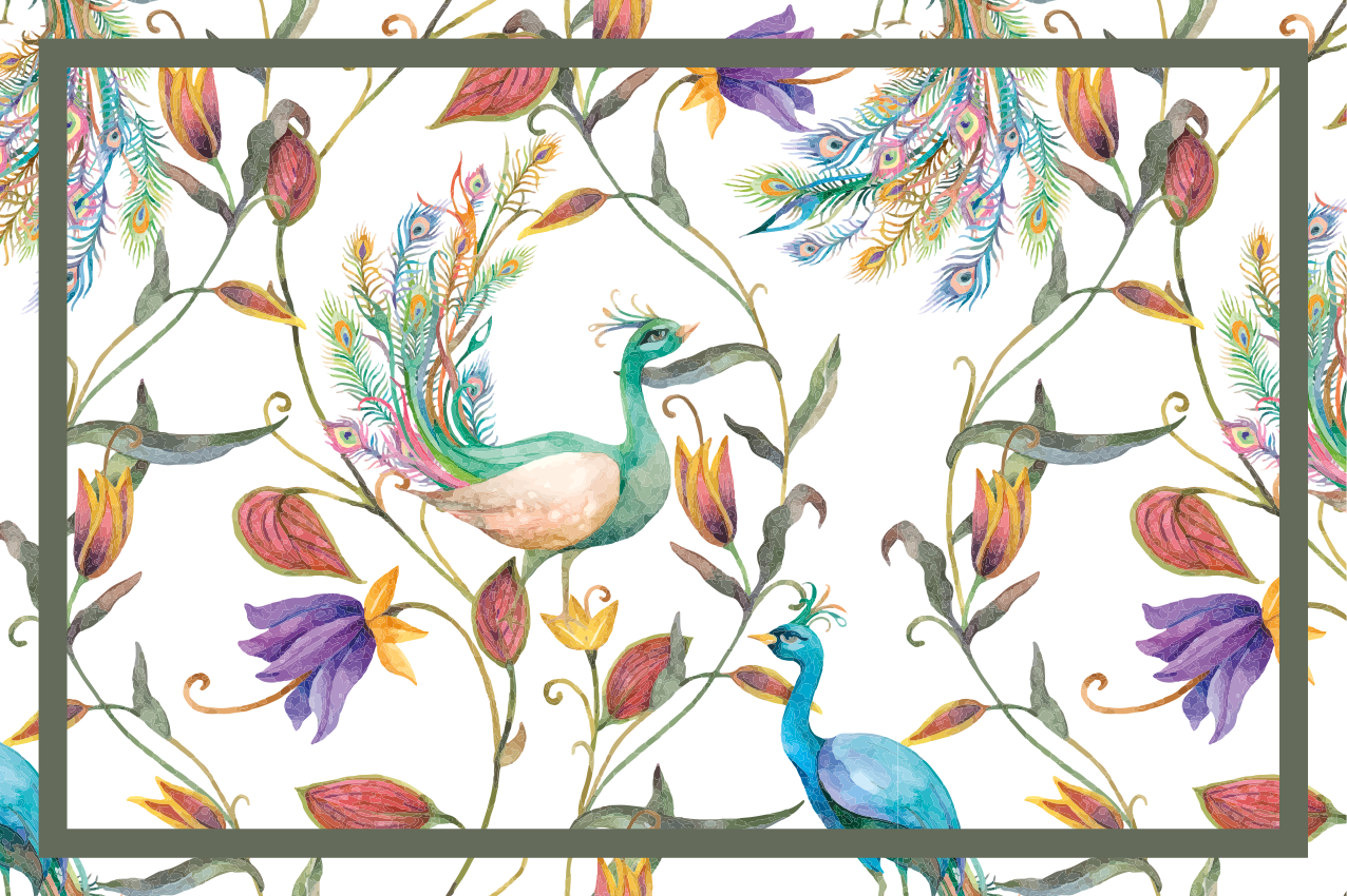 Garden flowers  little bird elegant placemats - TenStickers