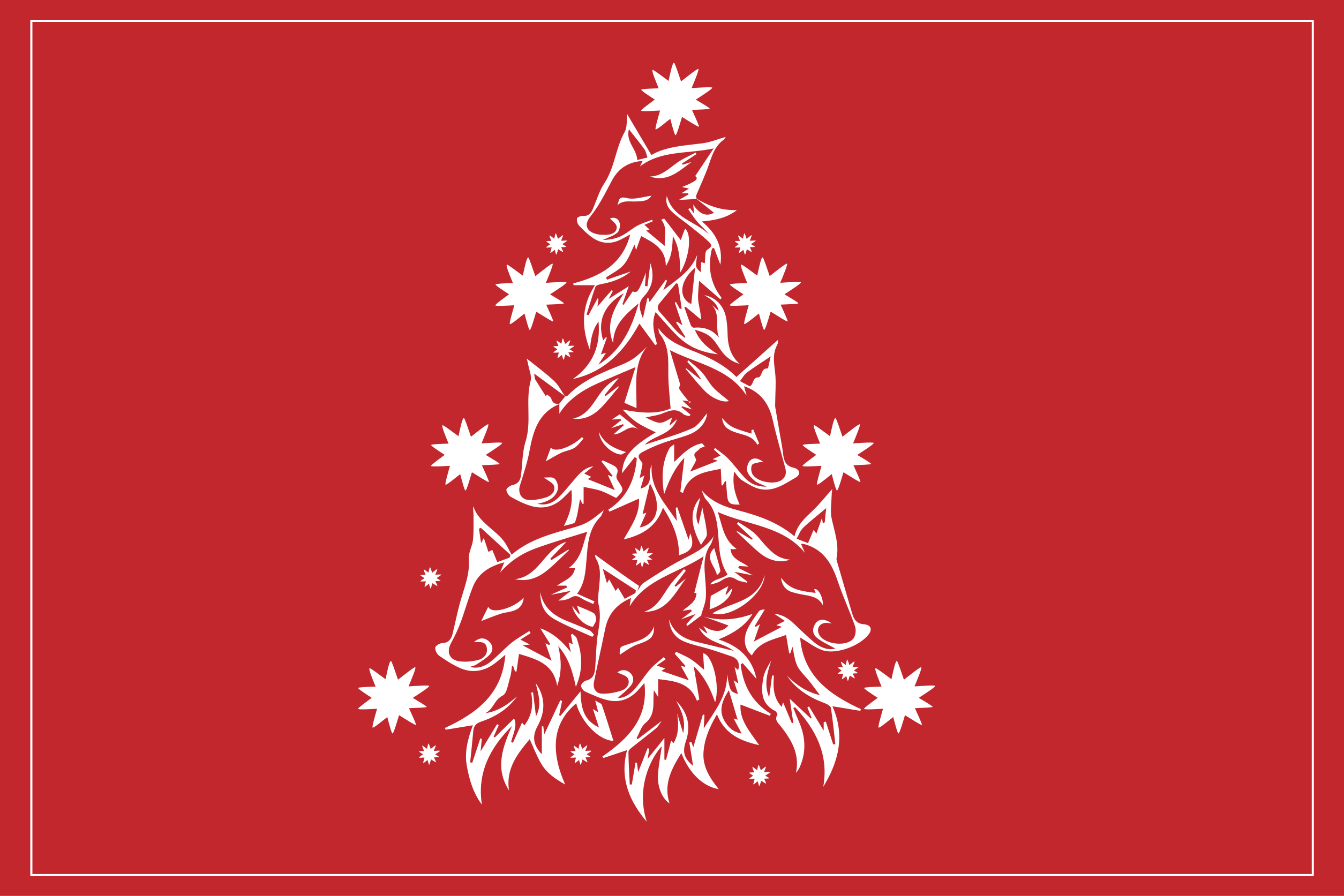 Christmas placemats stylized fox tree - TenStickers
