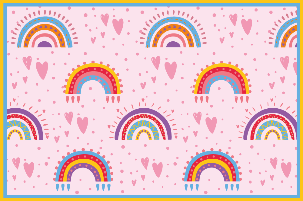Pink dots rainbows children placemats - TenStickers