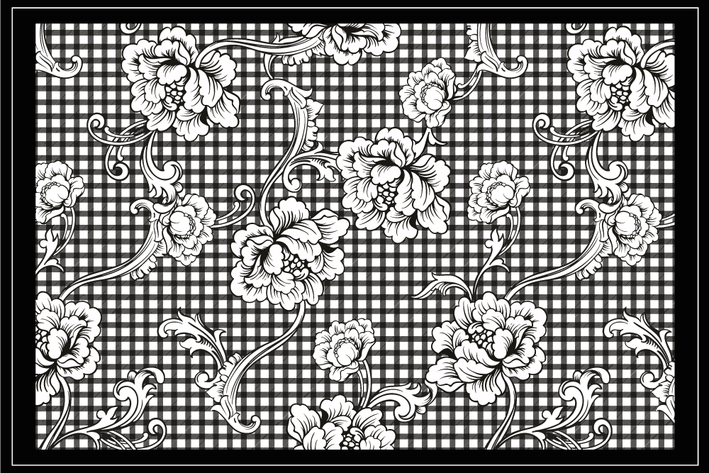 Elegant placemats in black floral design - TenStickers