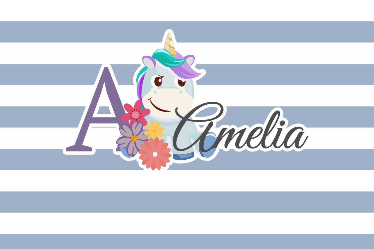 Children placemats unicorn name illustration - TenStickers