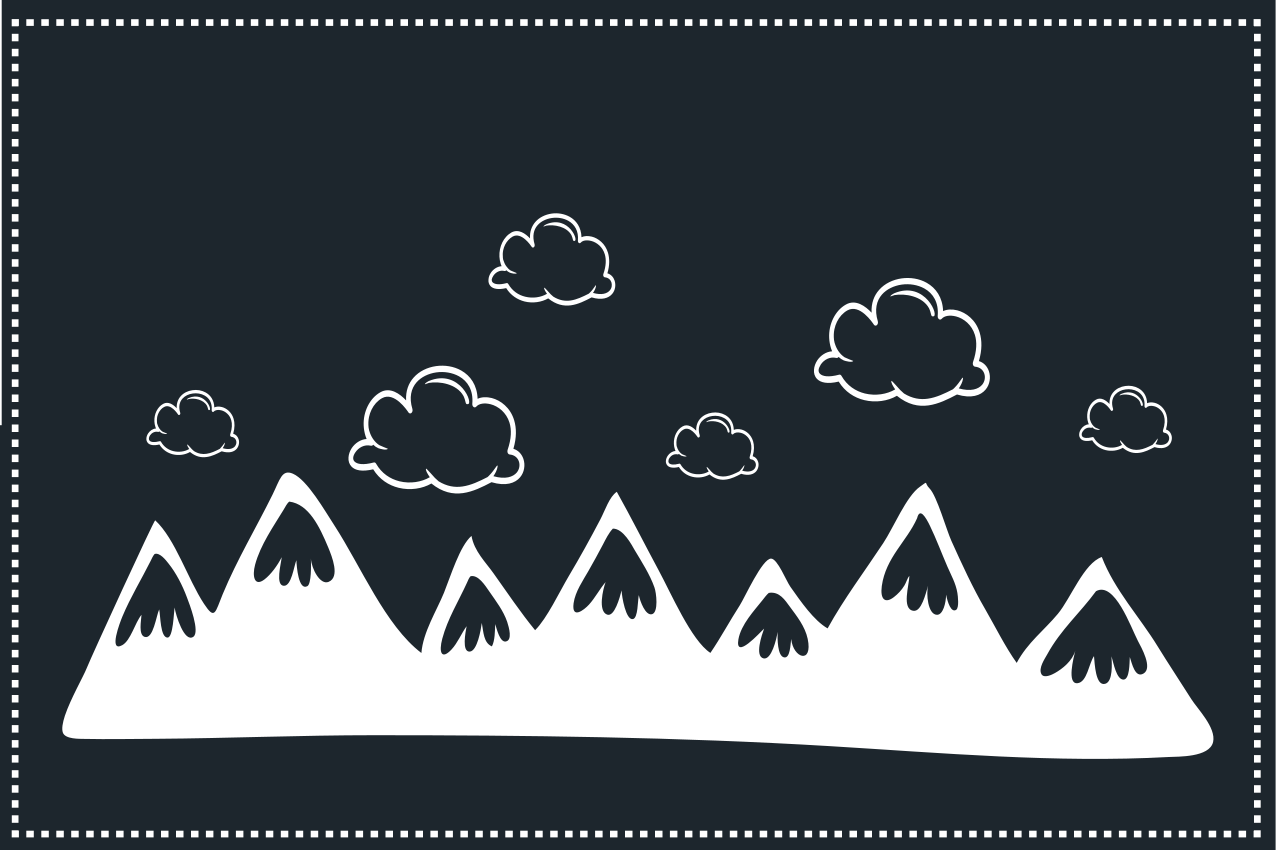 Hand drawn mountains with clouds placemats - TenStickers