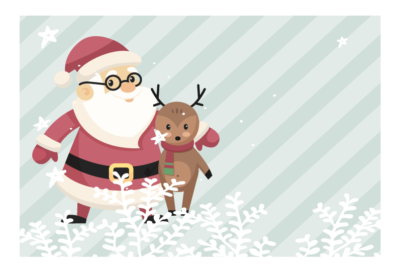 Santa Posing with Reindeer Christmas placemats - TenStickers