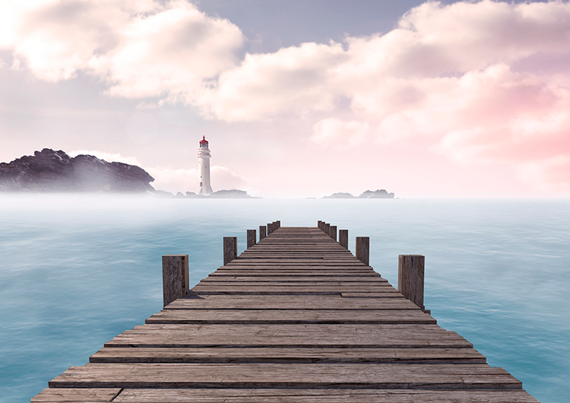 Modern placemats serene dock pathway design - TenStickers