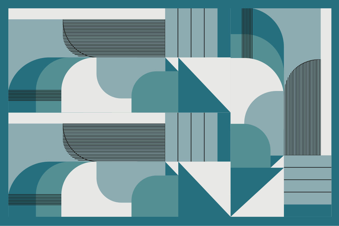 Modern placemats with geometric teal designs - TenStickers