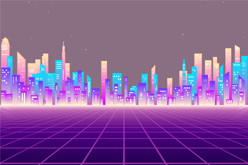 80s vaporwave futuristic city original placemat - TenStickers