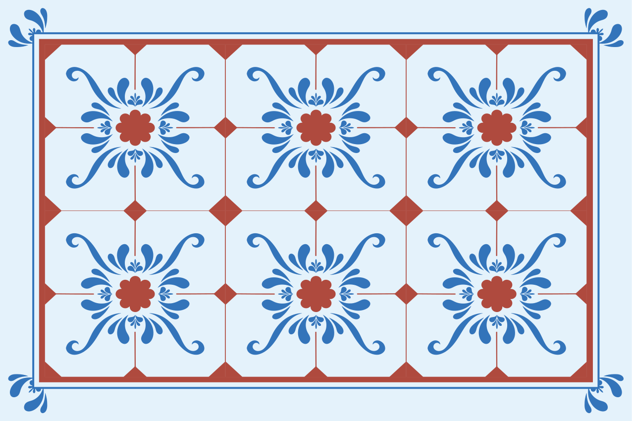 Textured placemats vintage floral design - TenStickers