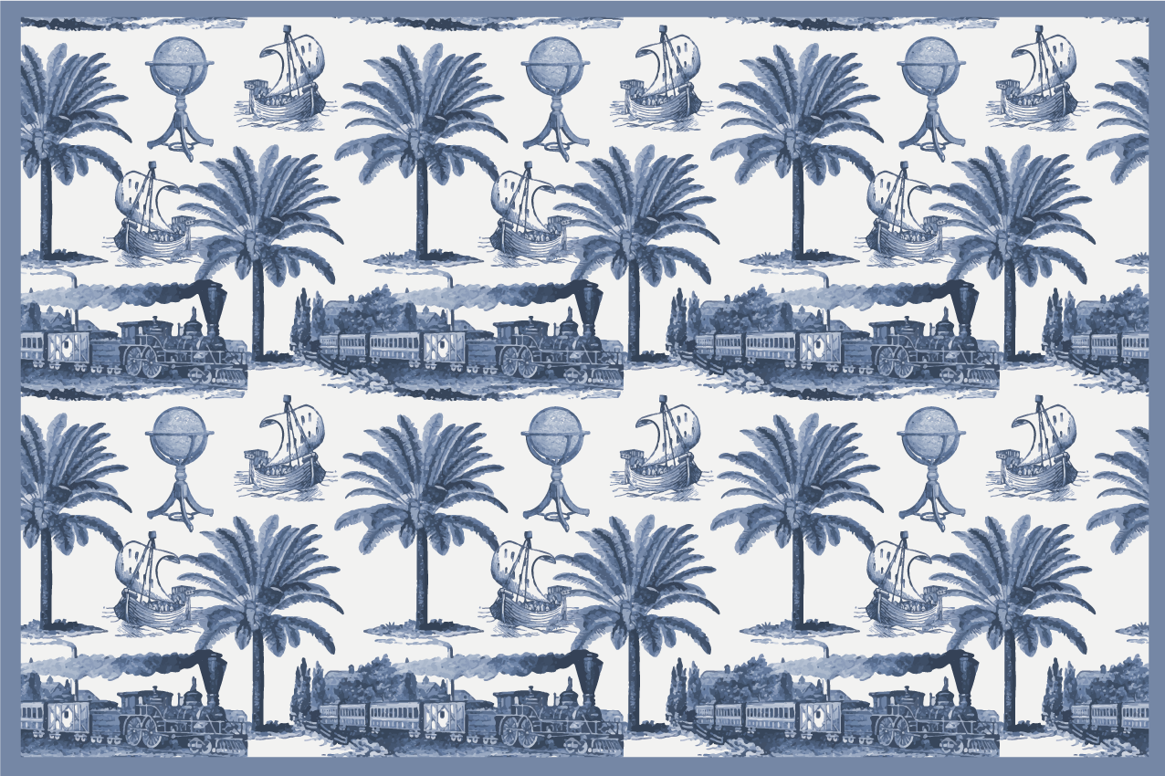 French vintage  in blue original placemats - TenStickers