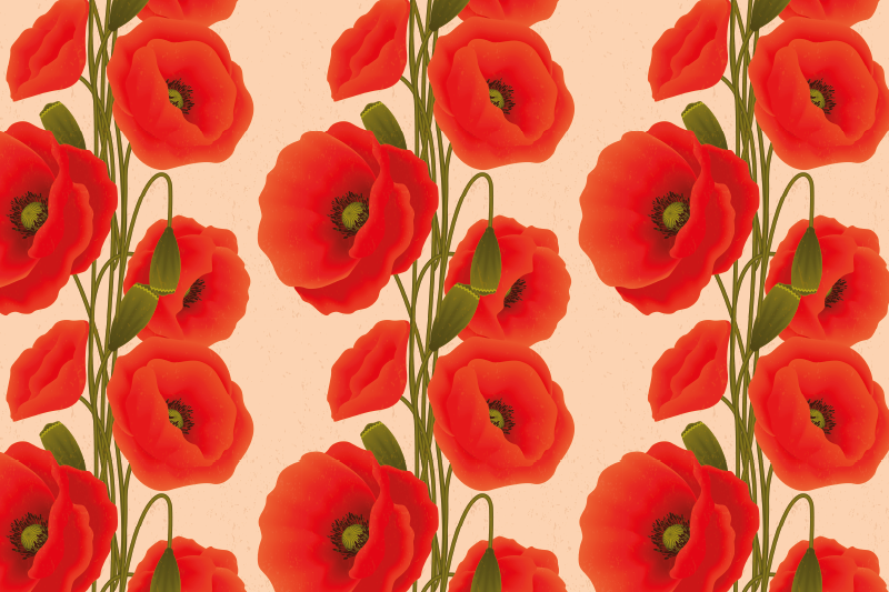poppies pattern Placemats - TenStickers