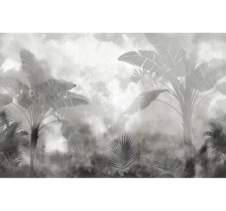 Black and white palms wall mural bathroom - TenStickers