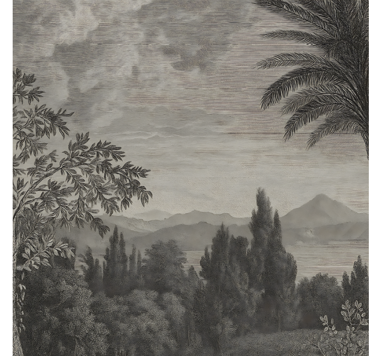 Nature landscape grey wall mural bathroom - TenStickers