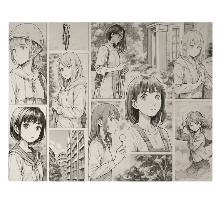 Black and white manga wall mural teen bedroom - TenStickers