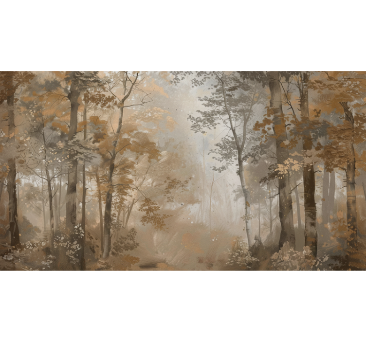 Forest wall mural amber autumn grove - TenStickers