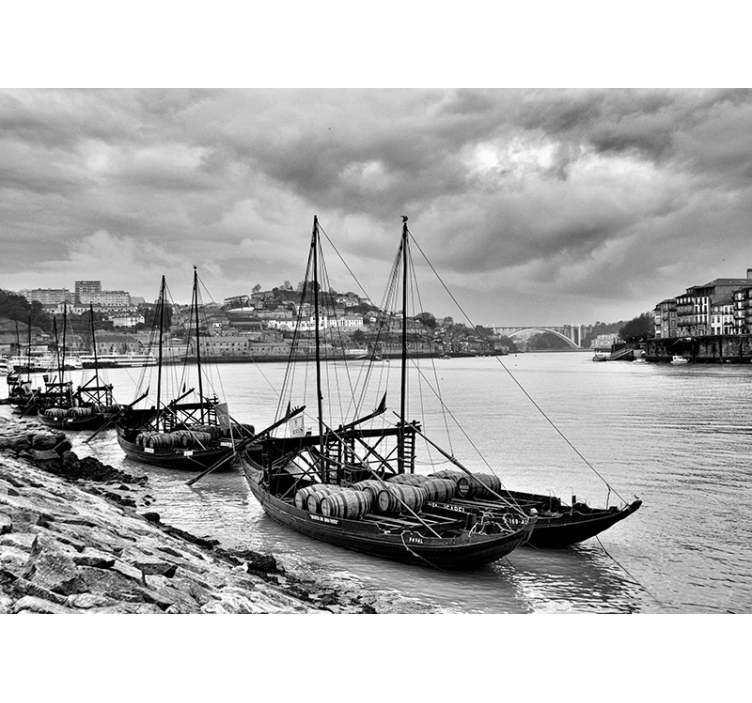 Rabelos boat at night wall mural - TenStickers