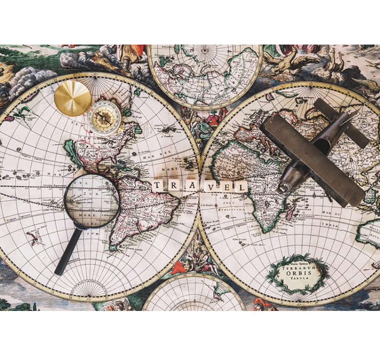 Worldmap vintage wall mural - TenStickers