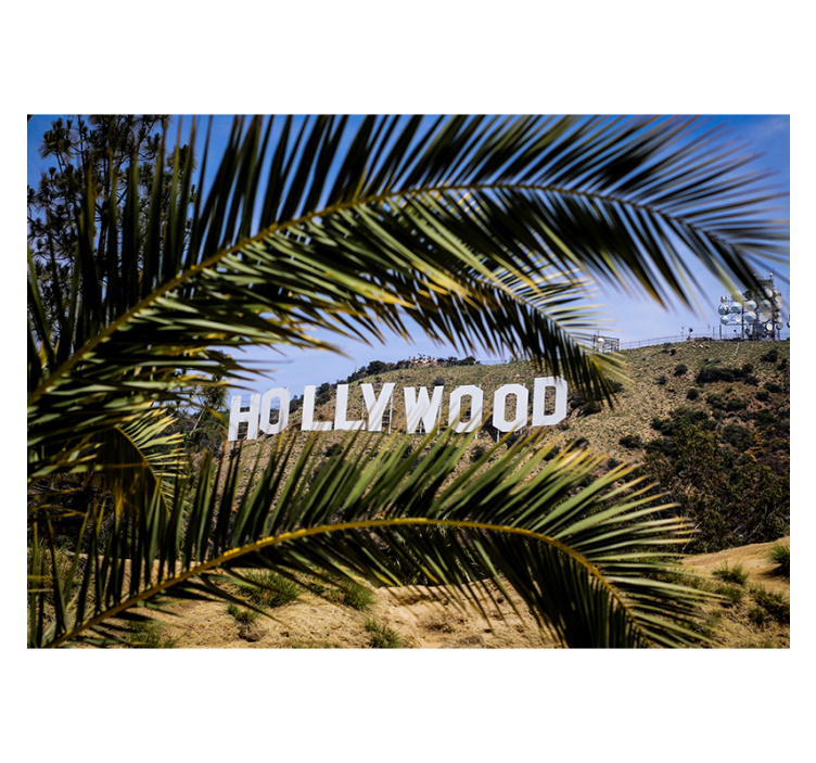 City wall mural hollywood sign view - TenStickers