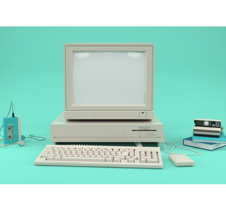 Old PC  vintage wall mural - TenStickers