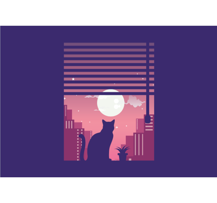 Cat Silhouette Nightview animals wall mural - TenStickers