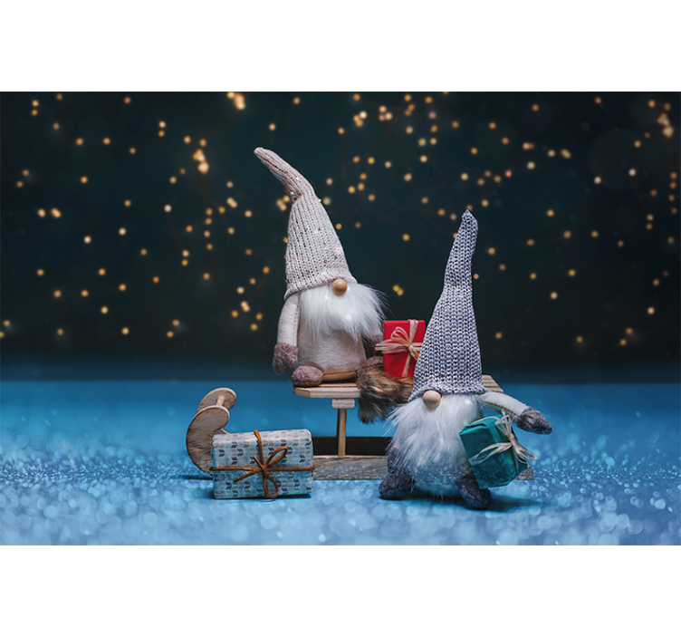 Christmas wall mural festive gnome celebration - TenStickers