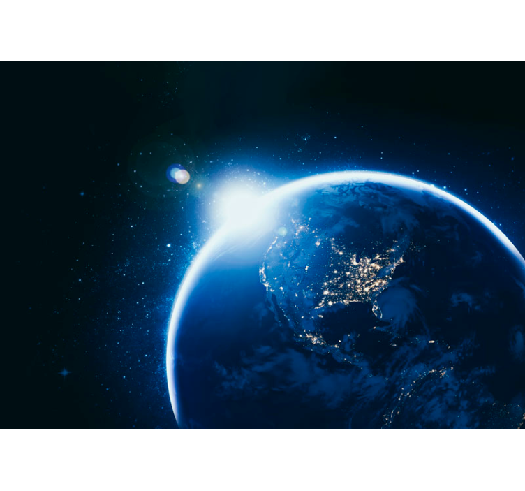 Earth from the space with solar flare map mural - TenStickers