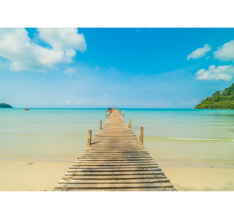 Under the sea wall mural wooden dock scene - TenStickers