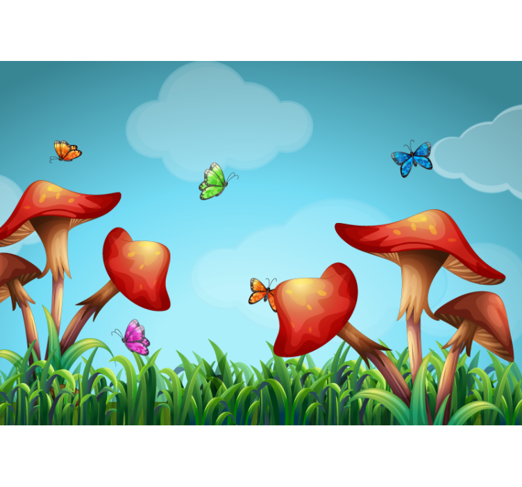 Fanciful Mushroom Garden wall mural nature - TenStickers