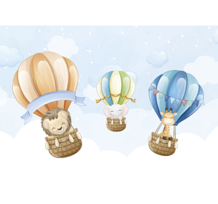 Baloon cute animals living room wall mural - TenStickers