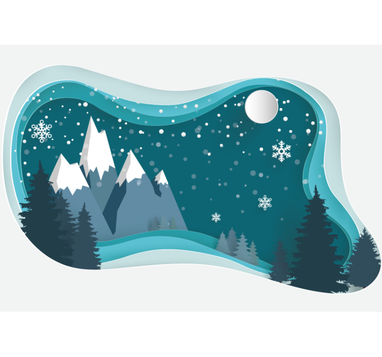 Snowy Mountain Landscape wall mural mountain - TenStickers