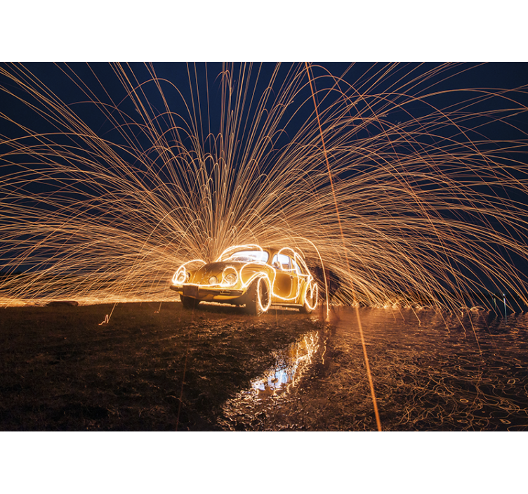Car on fire 3D Wall Mural - TenStickers