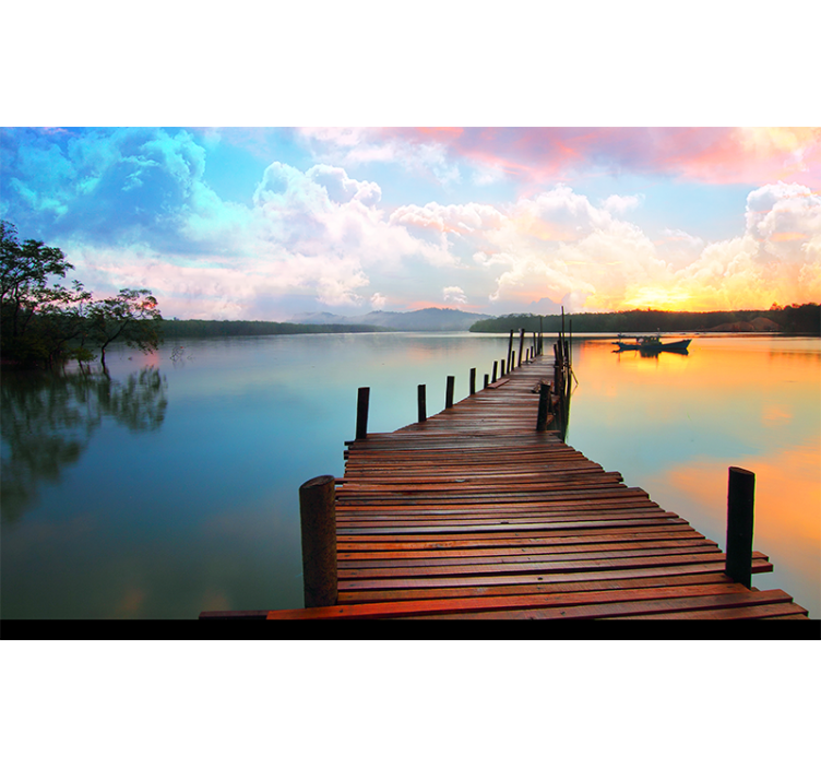 Landscape wall mural serene waterway path - TenStickers