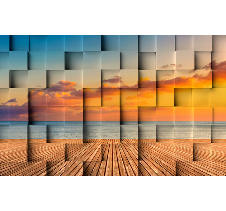 Cement squares beach background 3D Wall Mural - TenStickers