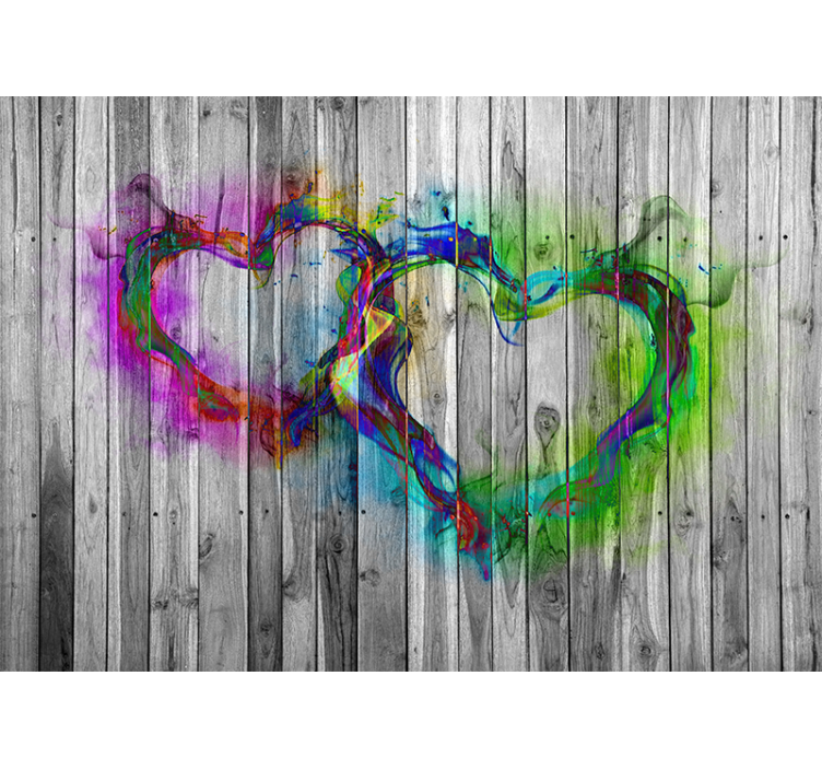 Gray texture with heart Wood Wall Mural - TenStickers