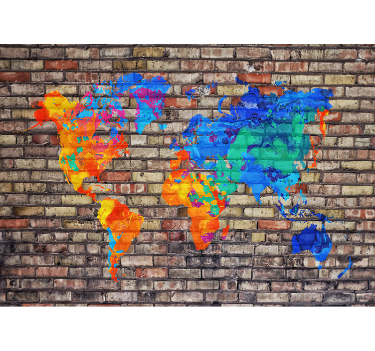 World map wallpaper colorful geographic map - TenStickers