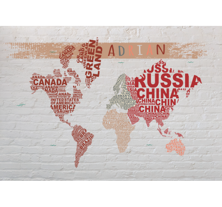 Custom made out of names world map mural - TenStickers