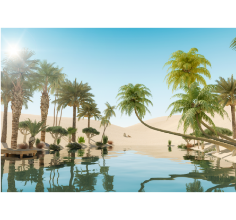 Lush Oasis Landscape desert wall mural - TenStickers