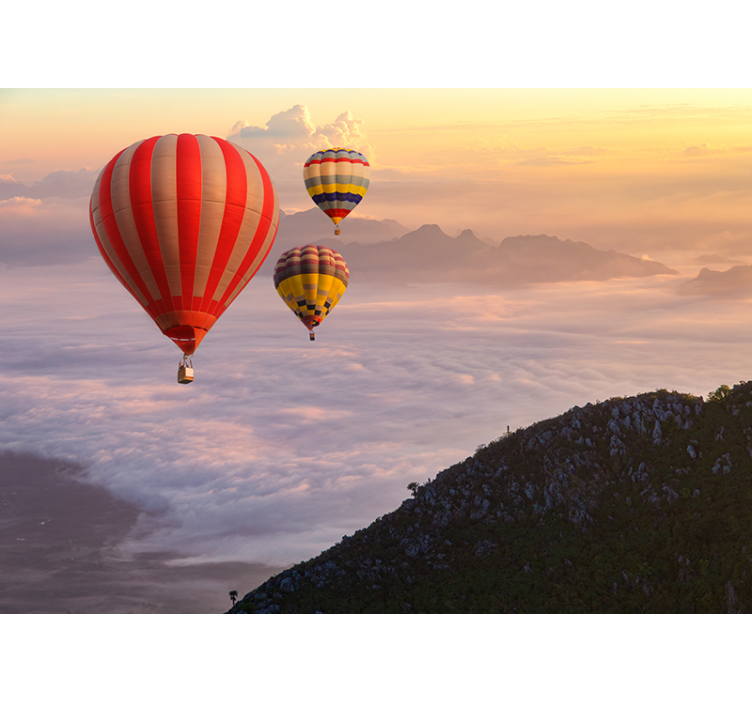Landscape wall mural airborne balloons - TenStickers