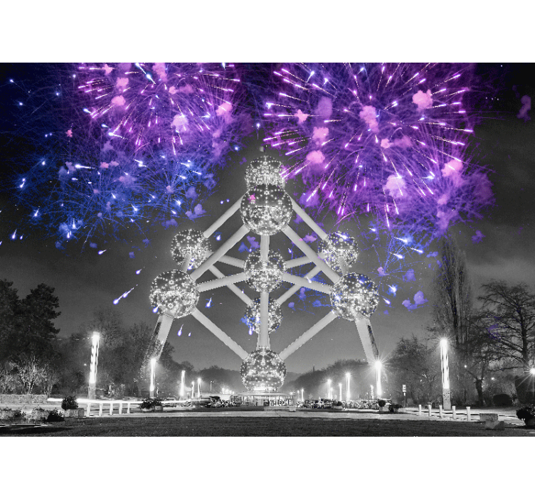 Atomium Fireworks Display city wall mural - TenStickers