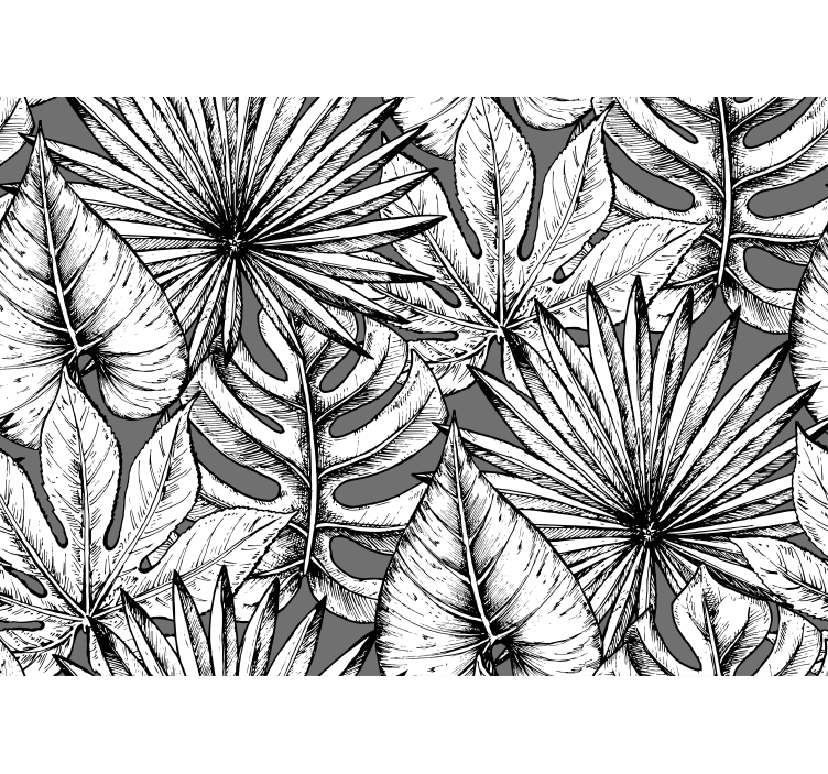 Jungle black white wall mural - TenStickers