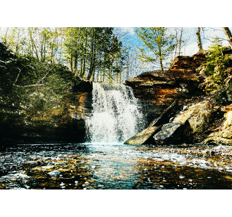 Landscape forest Waterfall Wall Mural - TenStickers