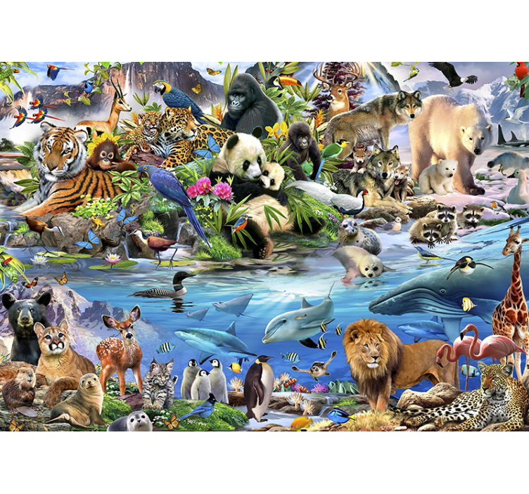 All kind of animals  wall mural - TenStickers