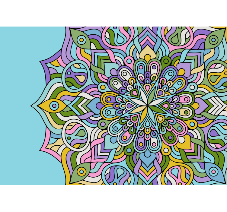 Teal modern Mandala Wall Mural - TenStickers