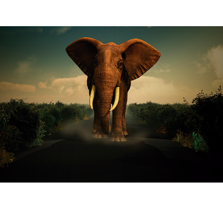 Elephant on road wall mural - TenStickers