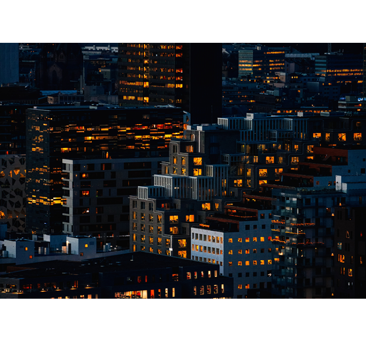 Illuminated Cityscape Evenings city wall mural - TenStickers