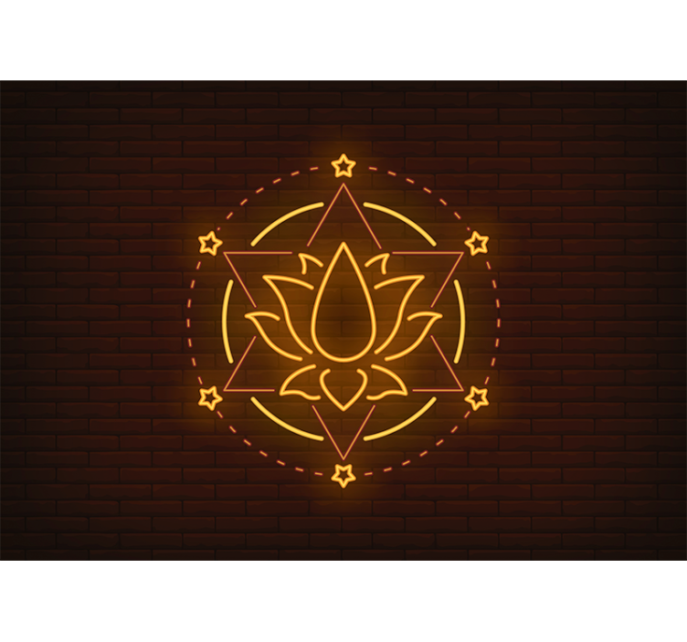 Neon Lotus with stars wall mural - TenStickers