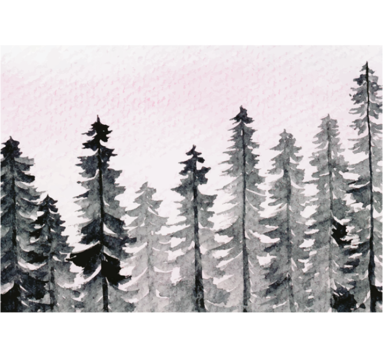 Aquarell wood forest grey Forest Wall Mural - TenStickers