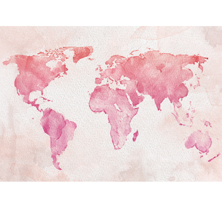 Neutral pink colored world map mural - TenStickers