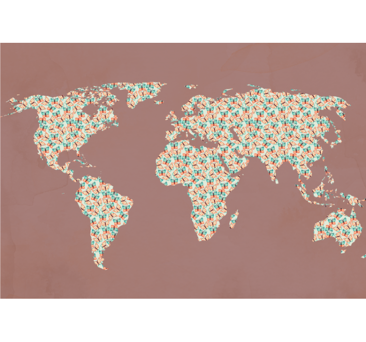 Butterfly painted world map mural - TenStickers