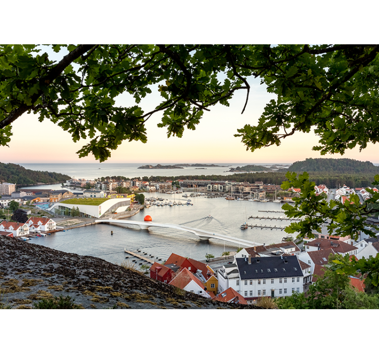 City wall mural charming coastal scene - TenStickers