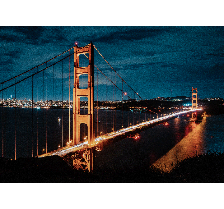City wall mural golden gate bridge at night - TenStickers