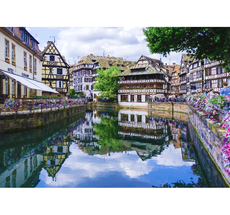 Charming riverside village city wall mural - TenStickers